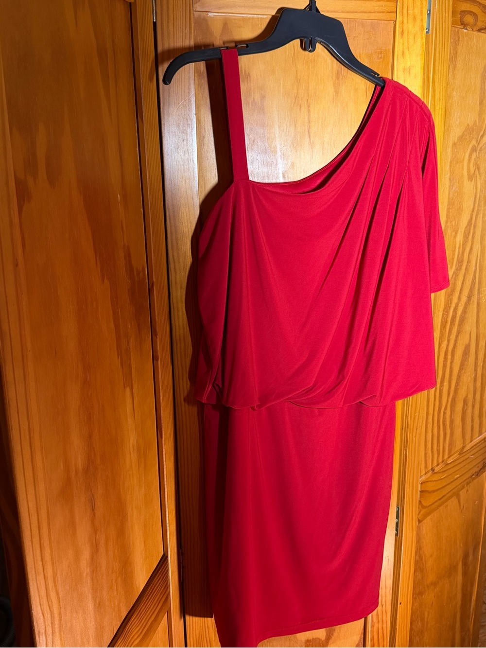 Red One-Shoulder Draped Cocktail Dress|Sz 6
